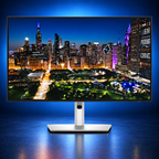 Dell UltraSharp U3225QE 31.5-inch 4K Thunderbolt worklist monitor front view displaying a cityscape