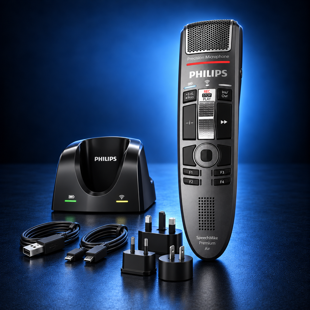 Philips SMP4010 wireless dictation microphone with slide-switch controls