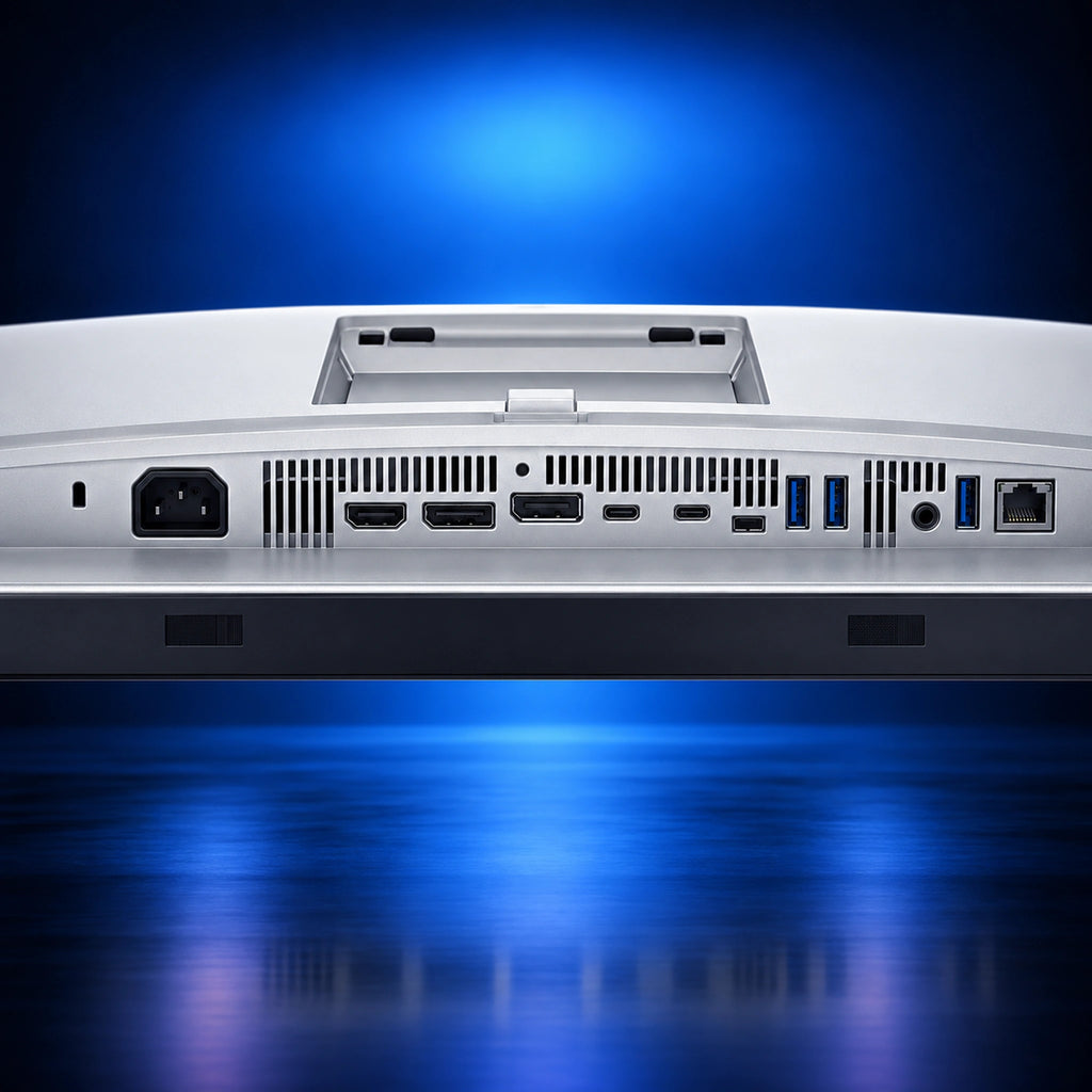 Dell U2725QE monitor connectivity ports close-up