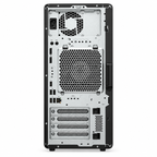 HP Z2 G1i Tower rear view showing power inlet, ventilation, USB, Ethernet, display ports and expansion slots on white.