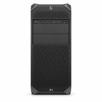 HP Z4 G5 front view with HP branding, perforated grille, drive bays and front USB connections on a plain white background.