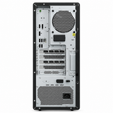 Lenovo ThinkStation P3 Tower Gen 2 rear view showing ventilation, power inlet, USB, Ethernet and expansion slots on white.