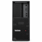 Lenovo ThinkStation P3 Tower Gen 2 radiology workstation, front view showing its black chassis, ventilation grille and USB ports on a white background.