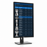 Representative Dell 27-inch portrait worklist monitor with an adjustable stand, displaying a radiology worklist on a white background.
